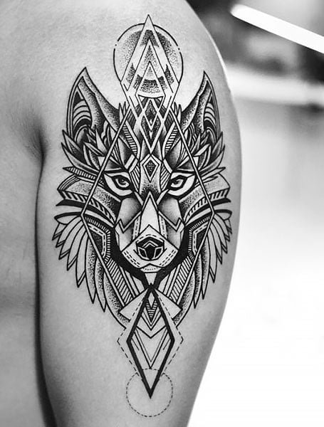 Geometric Wolf Tattoo