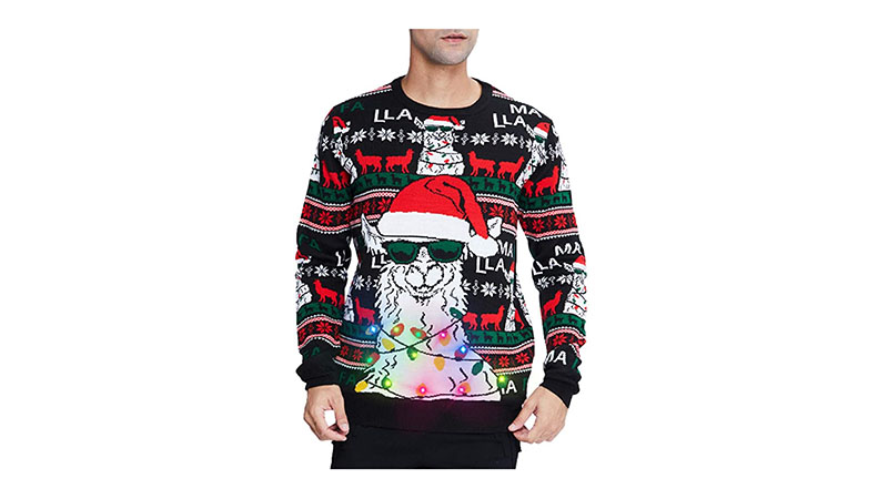 llama christmas sweater with tassels