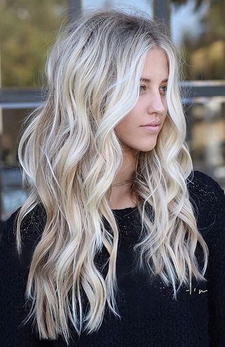 Platinum Blonde Long Layered Hair