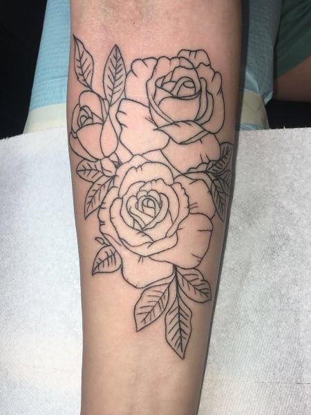 AI Art Generator: A single rose with stem, in a black ink fine line tattoo  outline with no shading