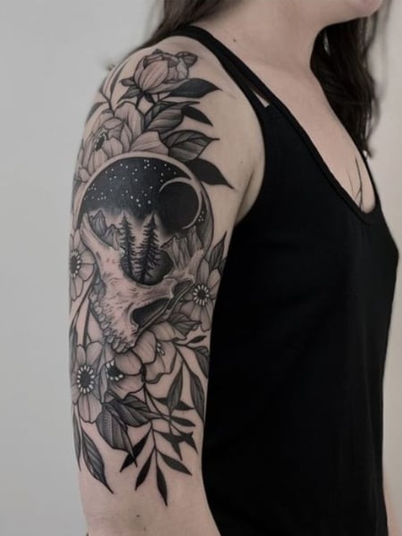 Indian Nun Full Arm Tattoo Sleeve Girl Fake Tribal Totem Moon Leopard  Tattoos | eBay