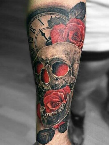 Skull And Rose Tattoo 