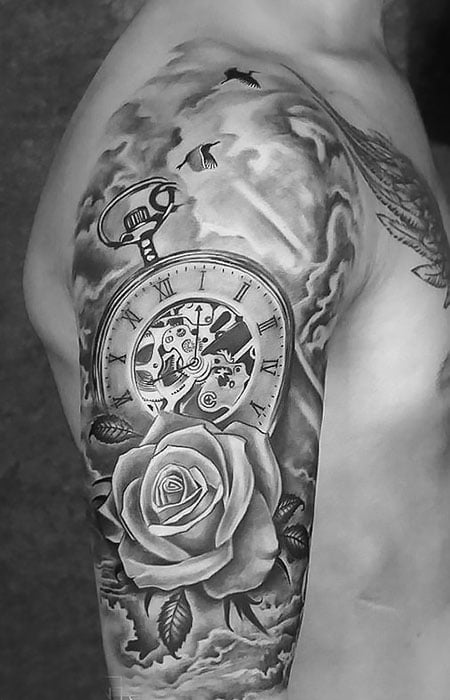 HD wallpaper tattoo design sleeve ink urban art artist clock gears   Wallpaper Flare