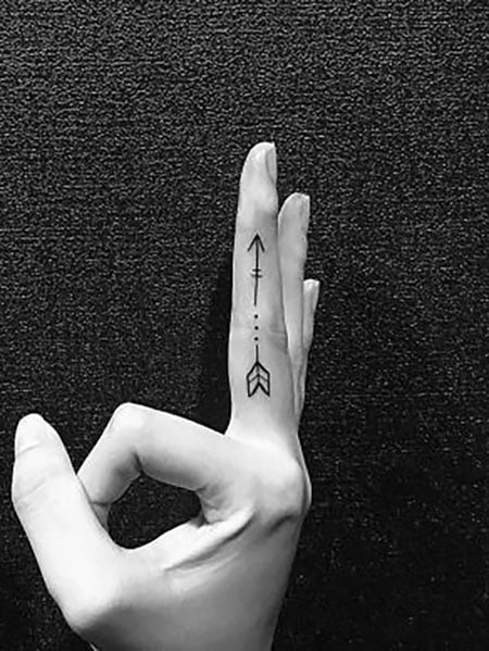 Crown and Arrow Finger Tattoos for Women