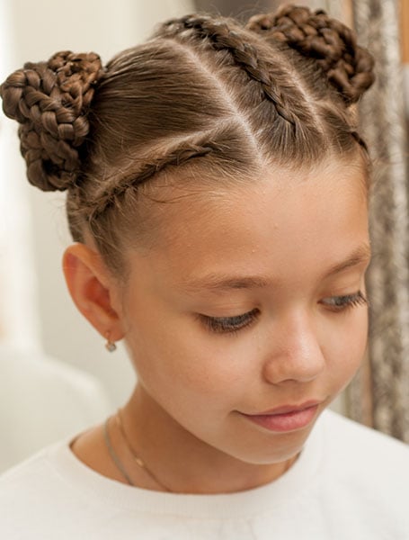 Braided Side Buns With Cornrows