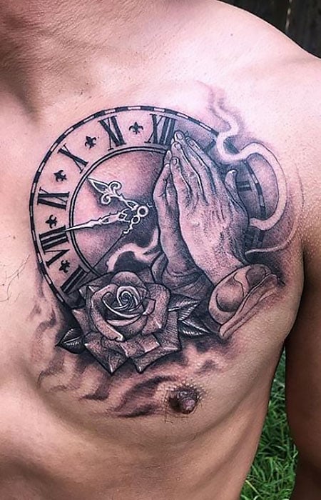 Chest Clock Tattoo