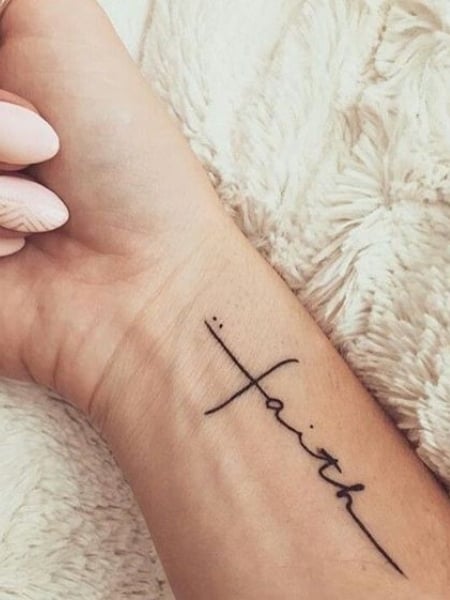 cross tattoo side wrist