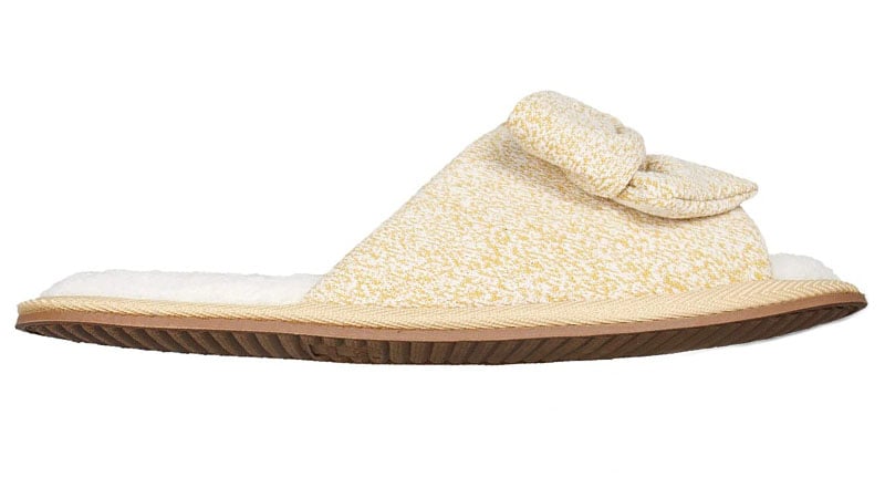 Jessica Simpson Womens Plush Open Toe Slide On House Slipper With Bow