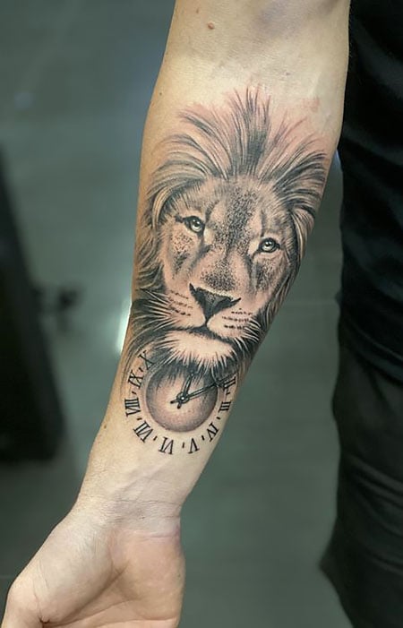 Lion Clock Tattoo