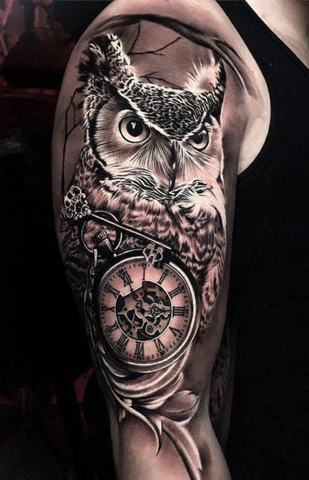 Owl Clock Tattoo