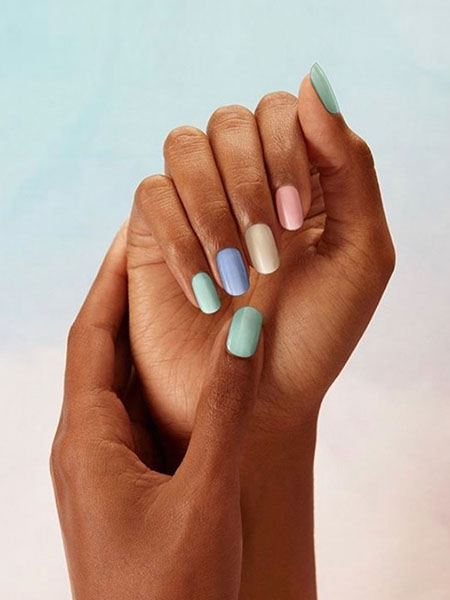 Pastel Shades Rounded Nails