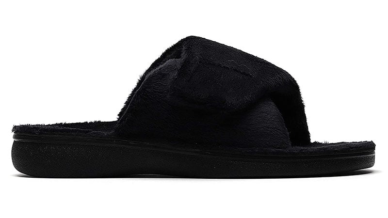 black fuzzy house shoes