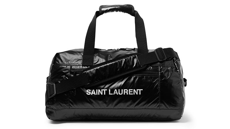 Saint Laurent Logo Print Glossed Nylon Duffle Bag