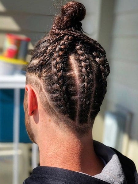 Samurai Bun With Cornrow Braids