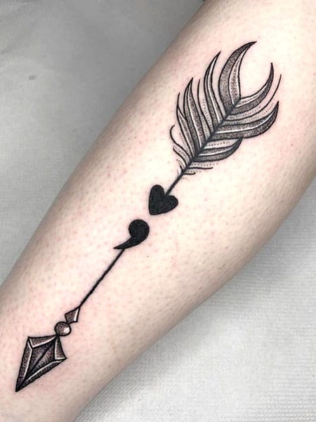 Semicolon Arrow Tattoo