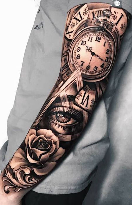 40 Best Clock Tattoos for Men & Meaning - The Trend Spotter 40 Best Clock Tattoos for Men & Meaning - The Trend Spotter