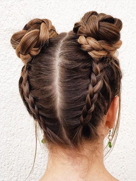 Space Buns With Braids