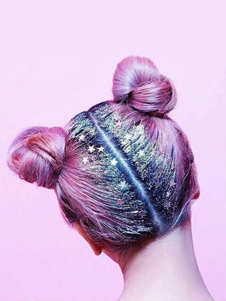 Space Buns With Glitter