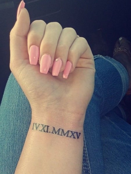 Roman Numerals Wrist Tattoo