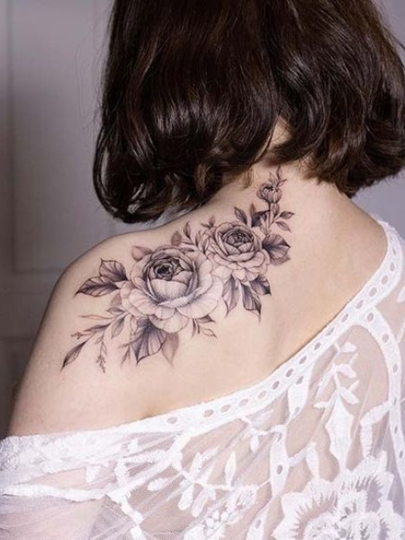 Girl Tattoos On Shoulder Back