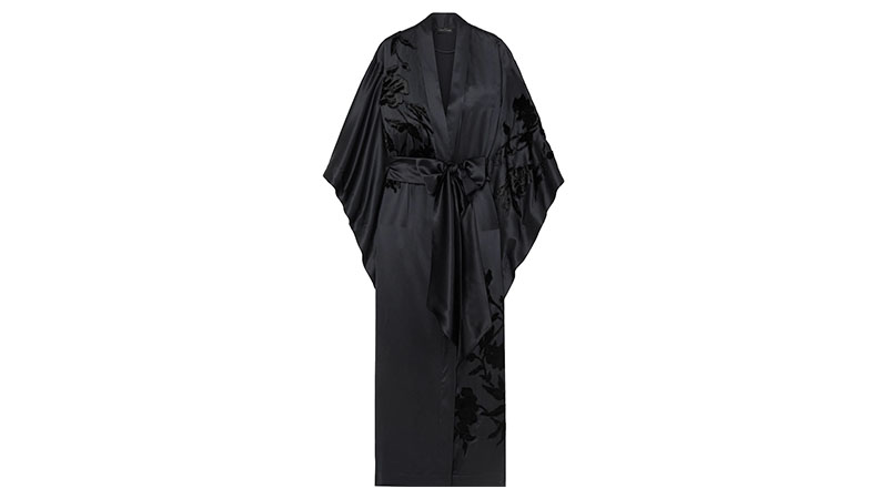 Carine Gilson Belted Appliquéd Embroidered Silk Satin Robe