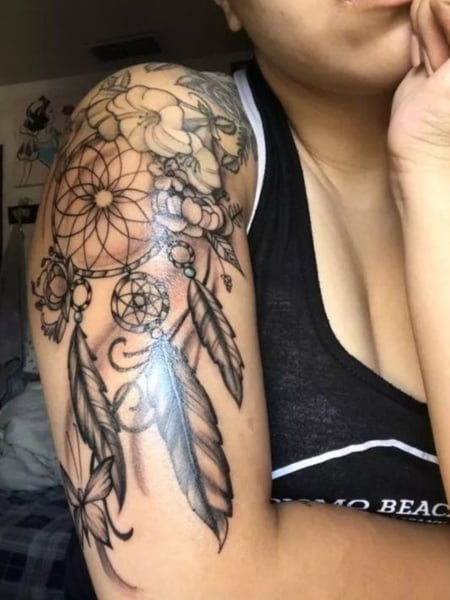 Dreamcatcher Shoulder Tattoo