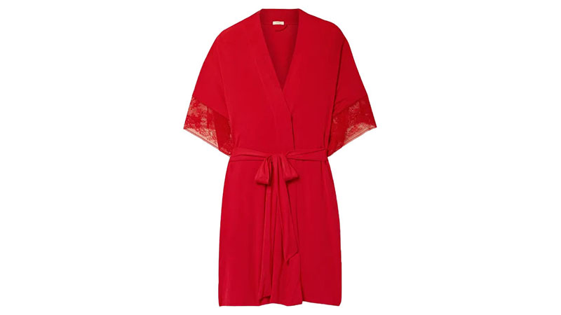 Eberjey Raquel Heartbreaker Lace Trimmed Stretch Modal Robe