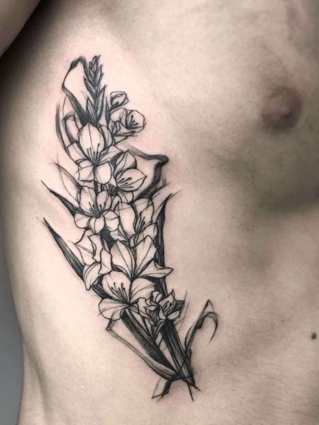 Gladiolus Flower Tattoo 