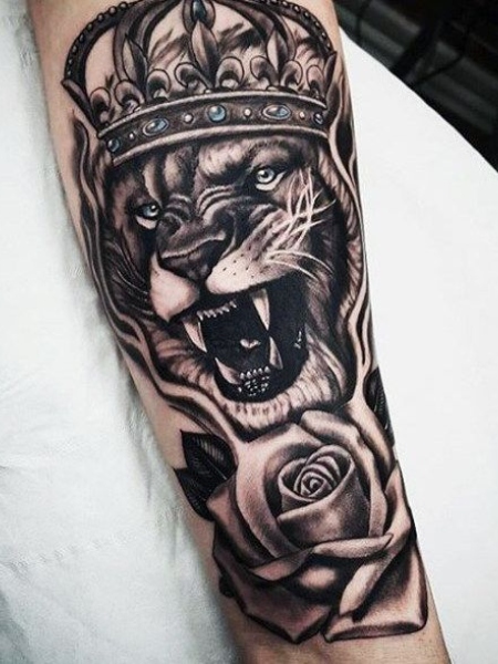 Lion Flower Tattoo 