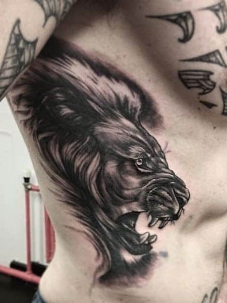 Lion Rib Tattoo 