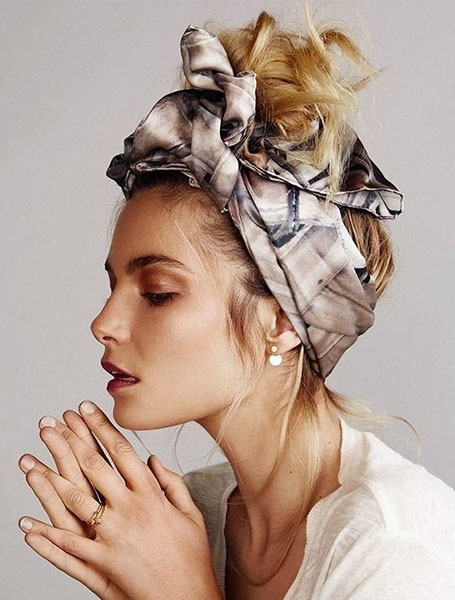 Messy Top Bun With Bandana