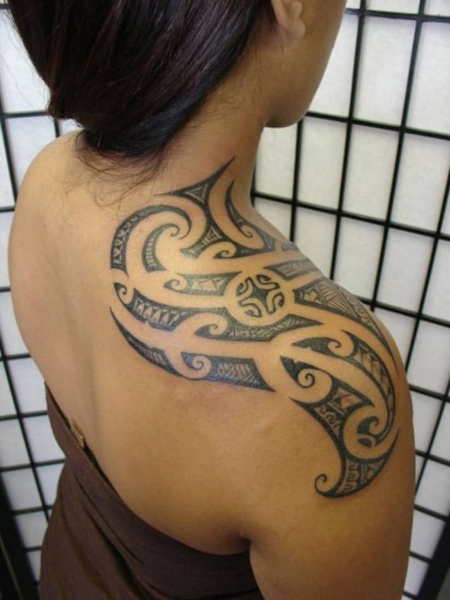 tribal shoulder tattoo for girls