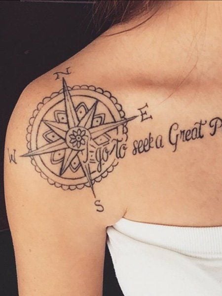 Compass Shoulder Tattoo