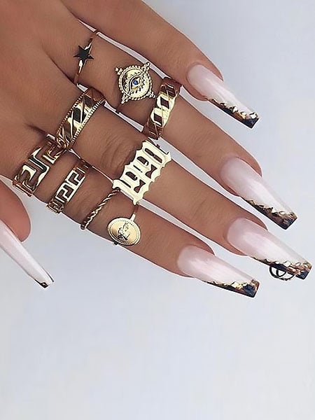 Acrylic Nails With Nail Jewellery