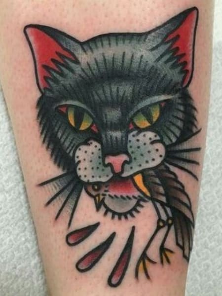 13 Black Cat Tattoo Templates  Black Cat With Number Thirteen Tattoo Tonys  Gallery  Traditional tattoo cat Black cat tattoos Cat tattoo