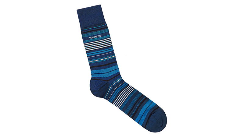 Hugo Boss Striped Mercerised Cotton Blend Socks