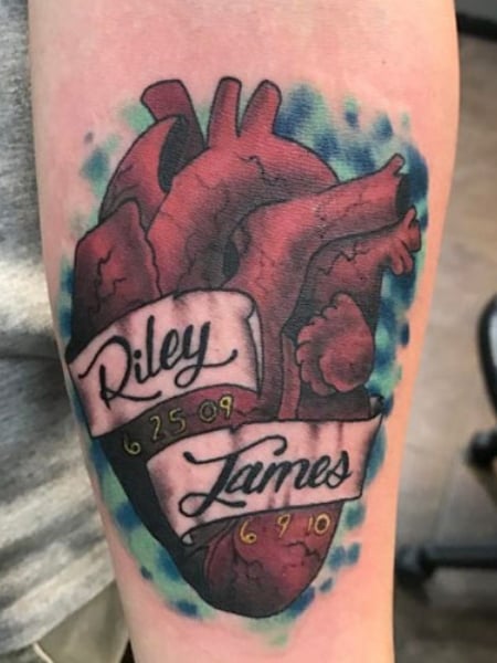 real heart tattoo designs with name