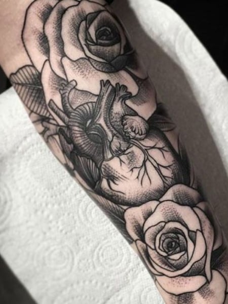 Heart And Rose Tattoo 