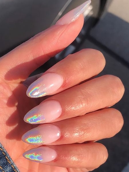 Holographic Tips Acrylic Nails