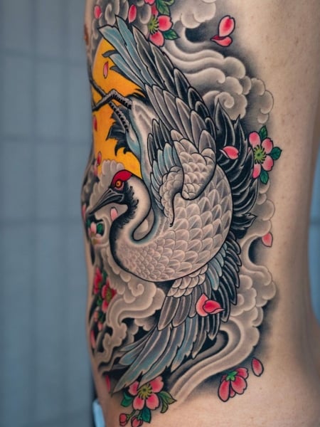 40 Cool Japanese Crane Tattoo Designs for Men [2024 Guide]