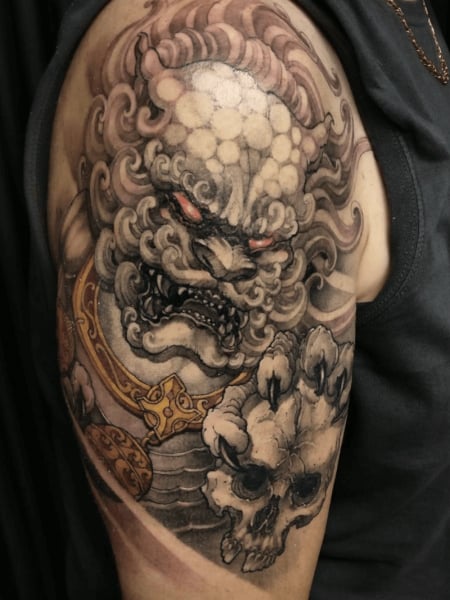 Samurai skull tattoo by Qtattoo Lee | Photo 32116