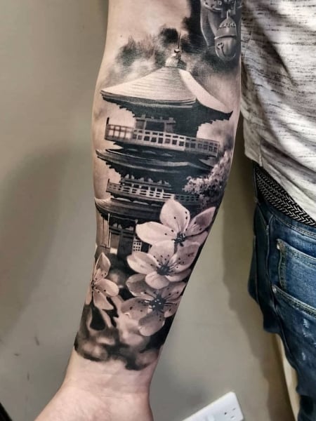 Japanese Temple Tattoo 