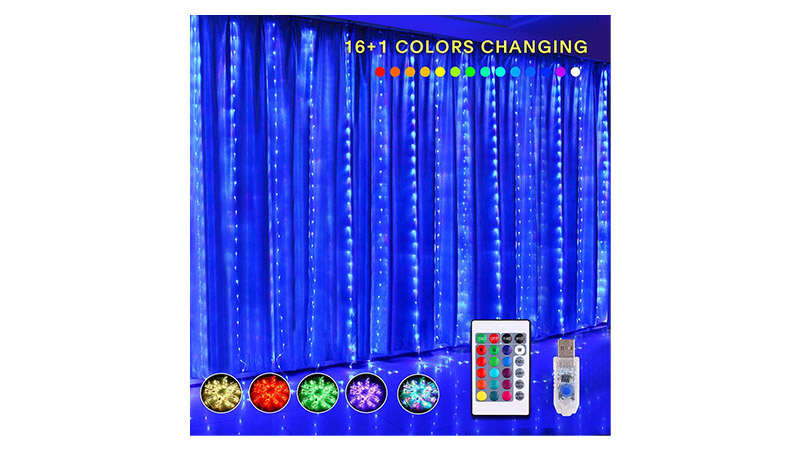 Kjoy 16 Color Changing Rainbow Curtain Lights
