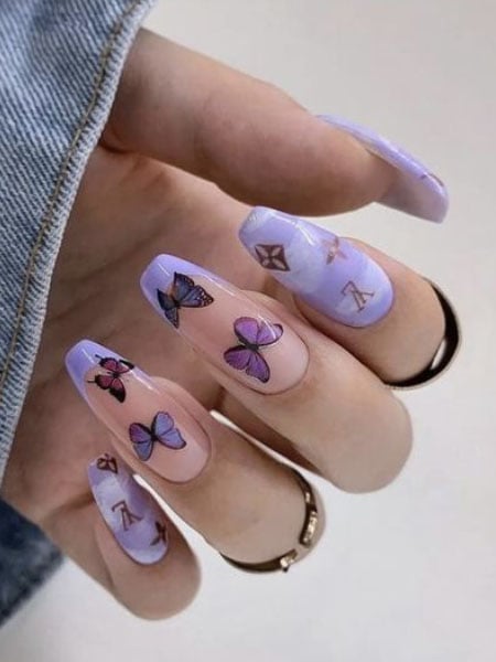 Purple Butterfly Nails