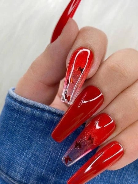 Red Butterfly Nails