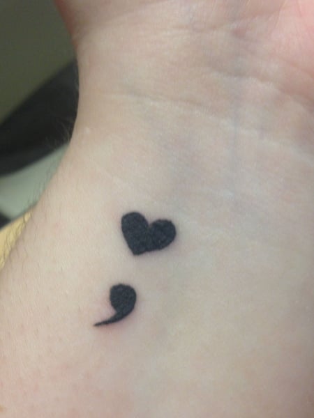 Semicolon Heart Tattoo 