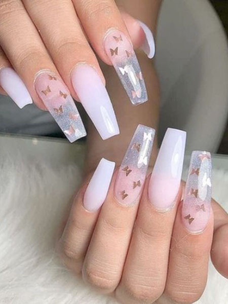 White Butterfly Nails