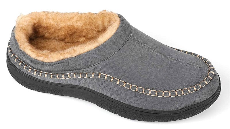 Zigzagger Men's Fuzzy Microsuede Moccasin Style Slippers