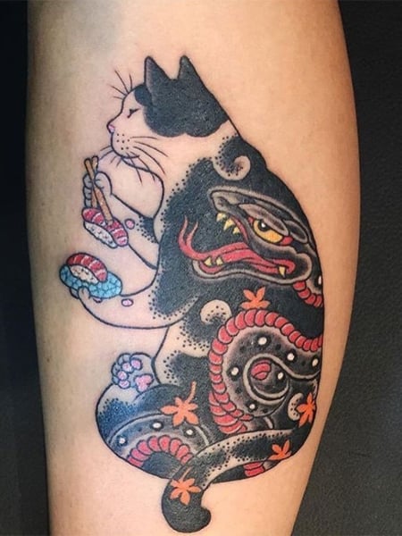 Japanese Cat Tattoo