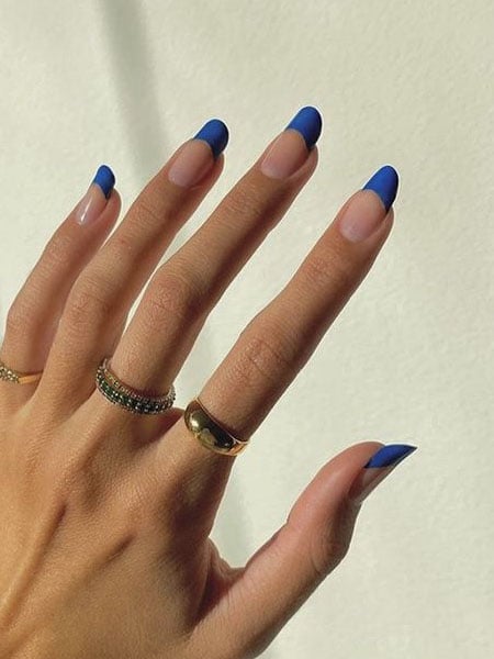 Cobalt Blue French Tip Nails